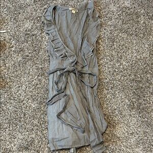 Women’s Gray Ruffle-Trim Wrap Dress